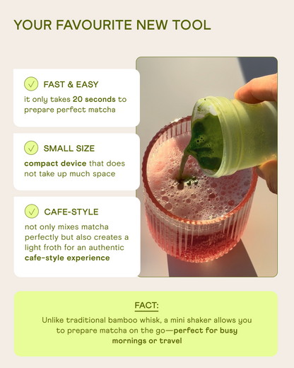 Features of matcha shaker – fast, easy and convenient way to prepare matcha latte & matcha shot