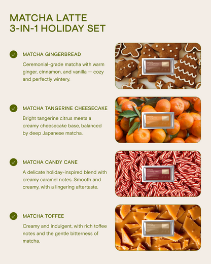 Holiday Matcha Latte 3-in-1 Set | Japanese Matcha with Marine Collagen